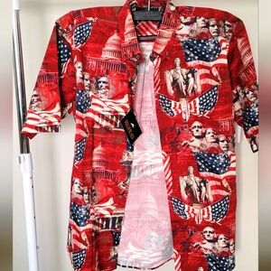 Red Head Brand Co, Flag and Monuments, Short Sleeve Shirt, Men's Size M